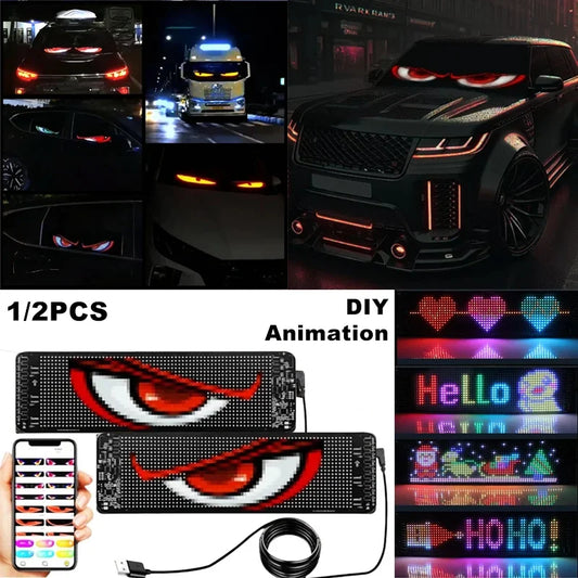 1-2 Pieces Devil‘s Eye LED Car Windshield Screen Animation Screen Light