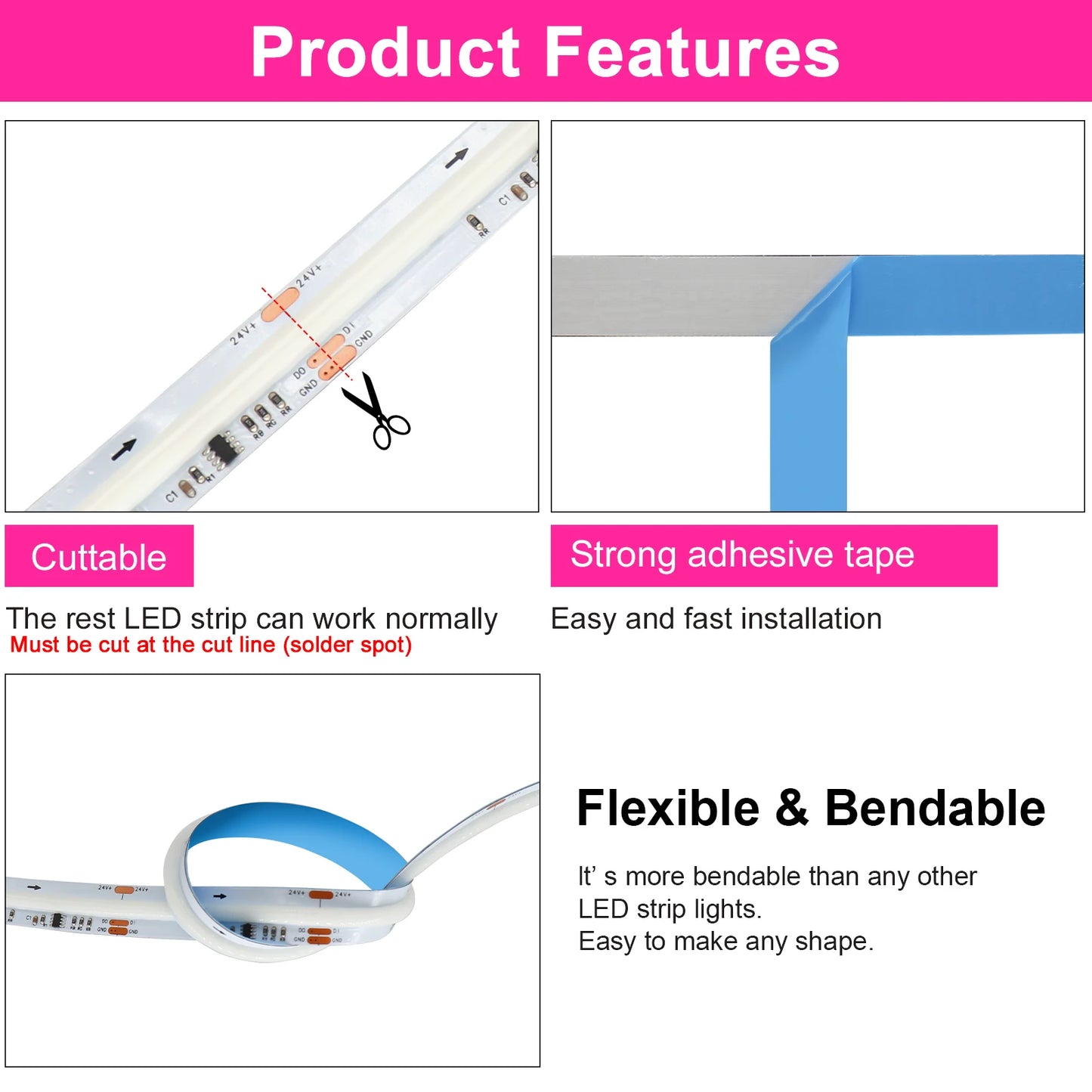 Tuya Wifi RGB-IC COB LED Strip Dream RGB Color Smart Life