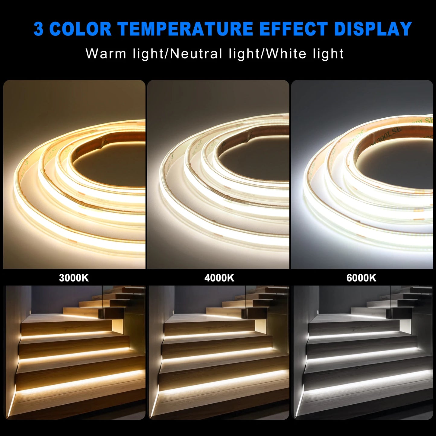 IP68 Waterproof COB LED Strip Lights 12V 24V 480Leds Diode Tape