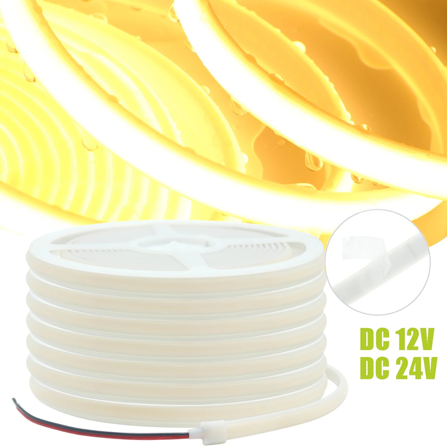 12V 24V COB LED Strip Light RA90 IP67 Waterproof Outdoor