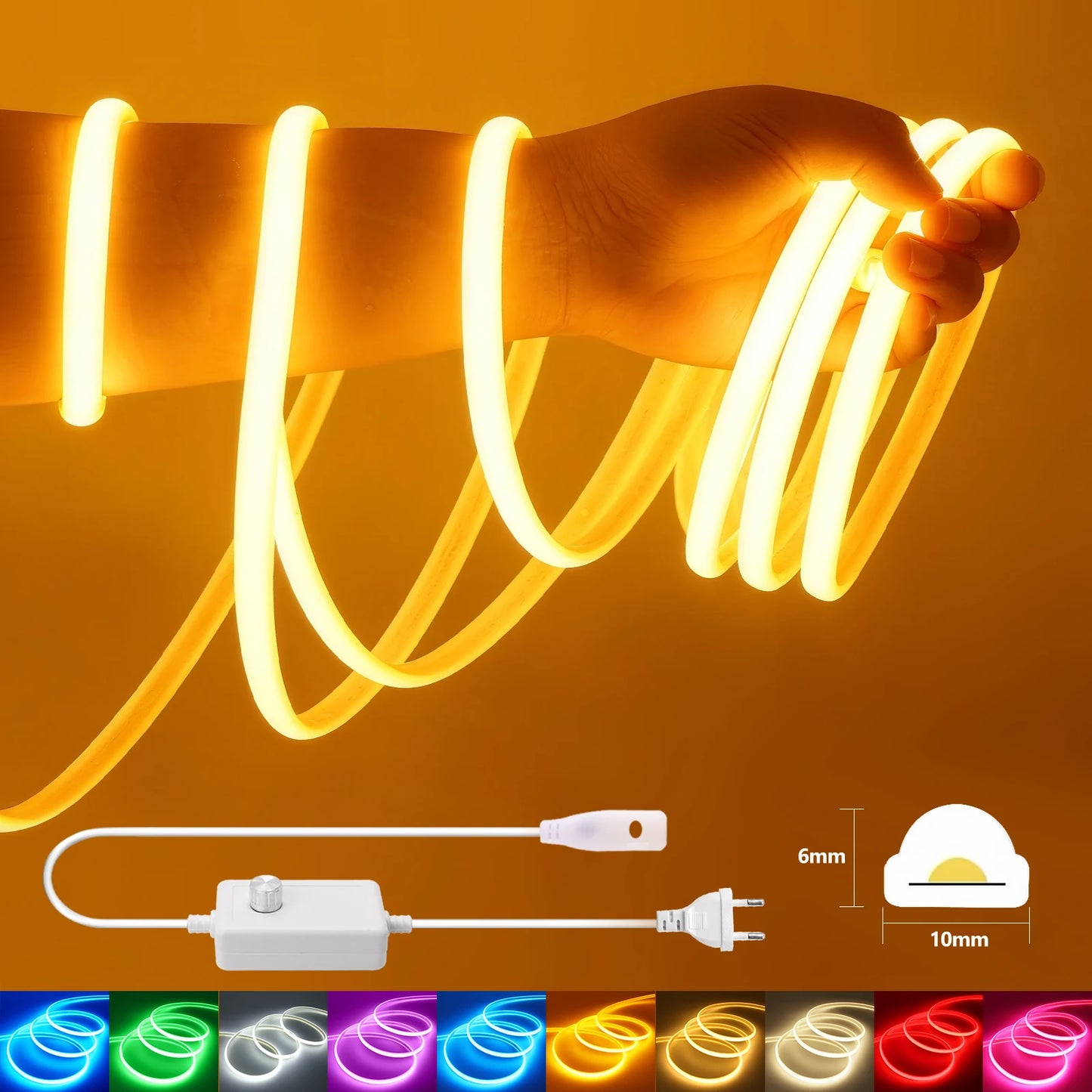 220V COB LED Light Strip IP65 Waterproof Ribbon Tape