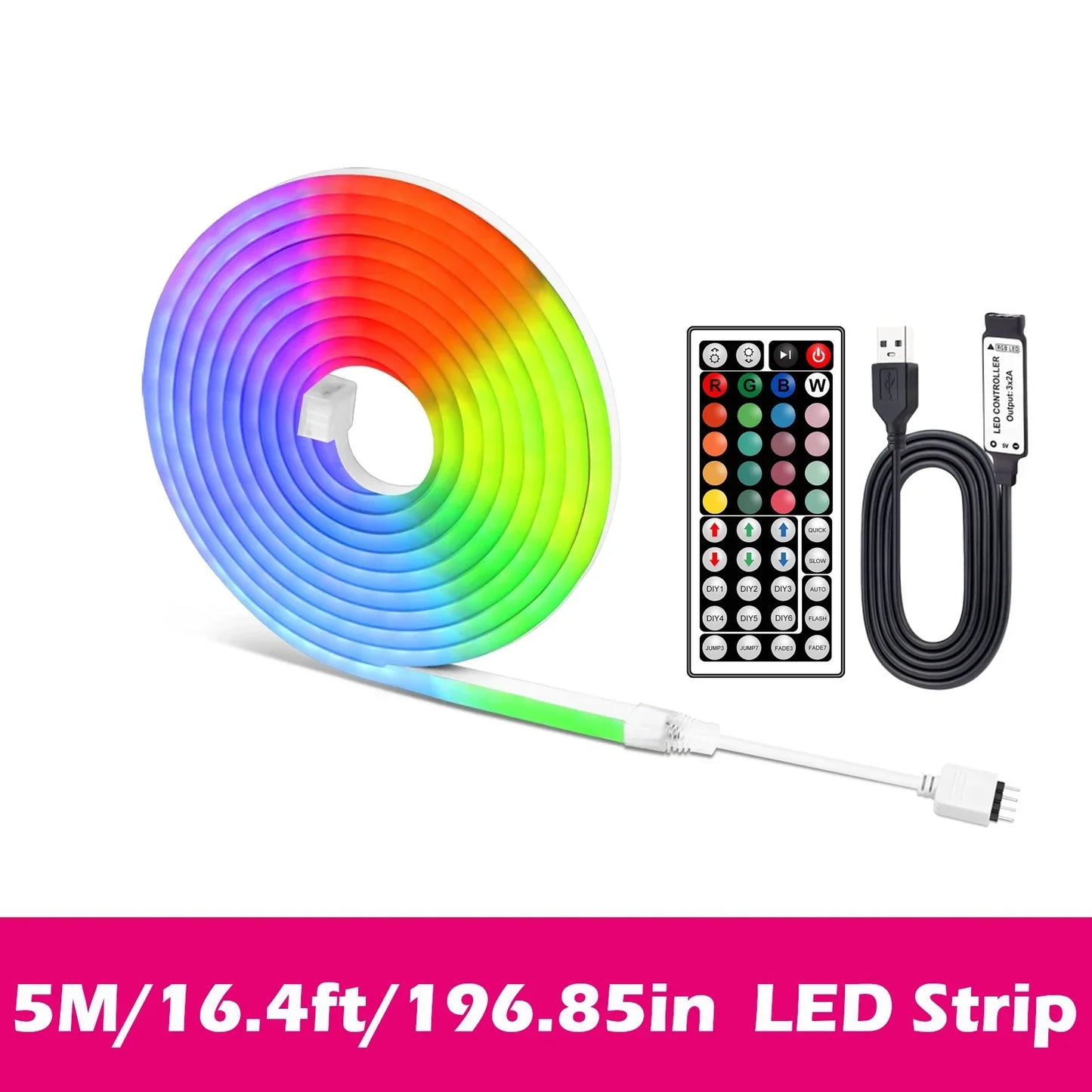 RGB LED Neon Lights with 44Keys Remote Flexible Neon Strip Lights