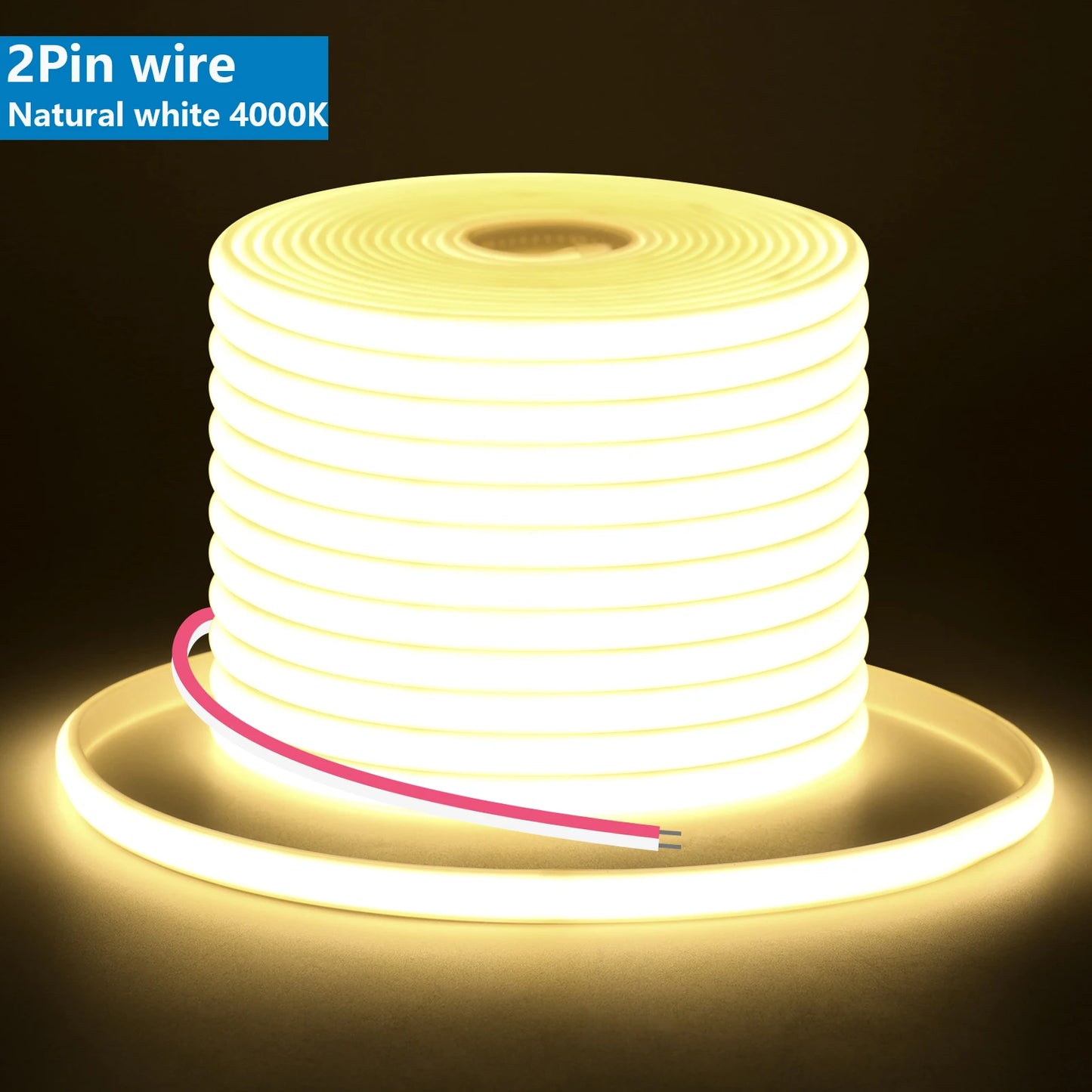 12V 24V COB LED Tape Flexible DC Plug/2Pin Wire Strip Light
