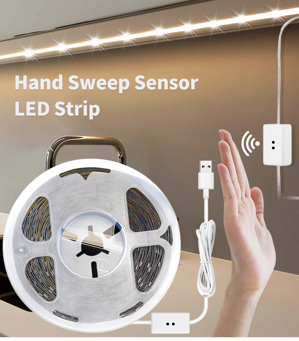 1M/2M/3M/5M/10M DC 5V USB LED Light Strip Hand Sweep