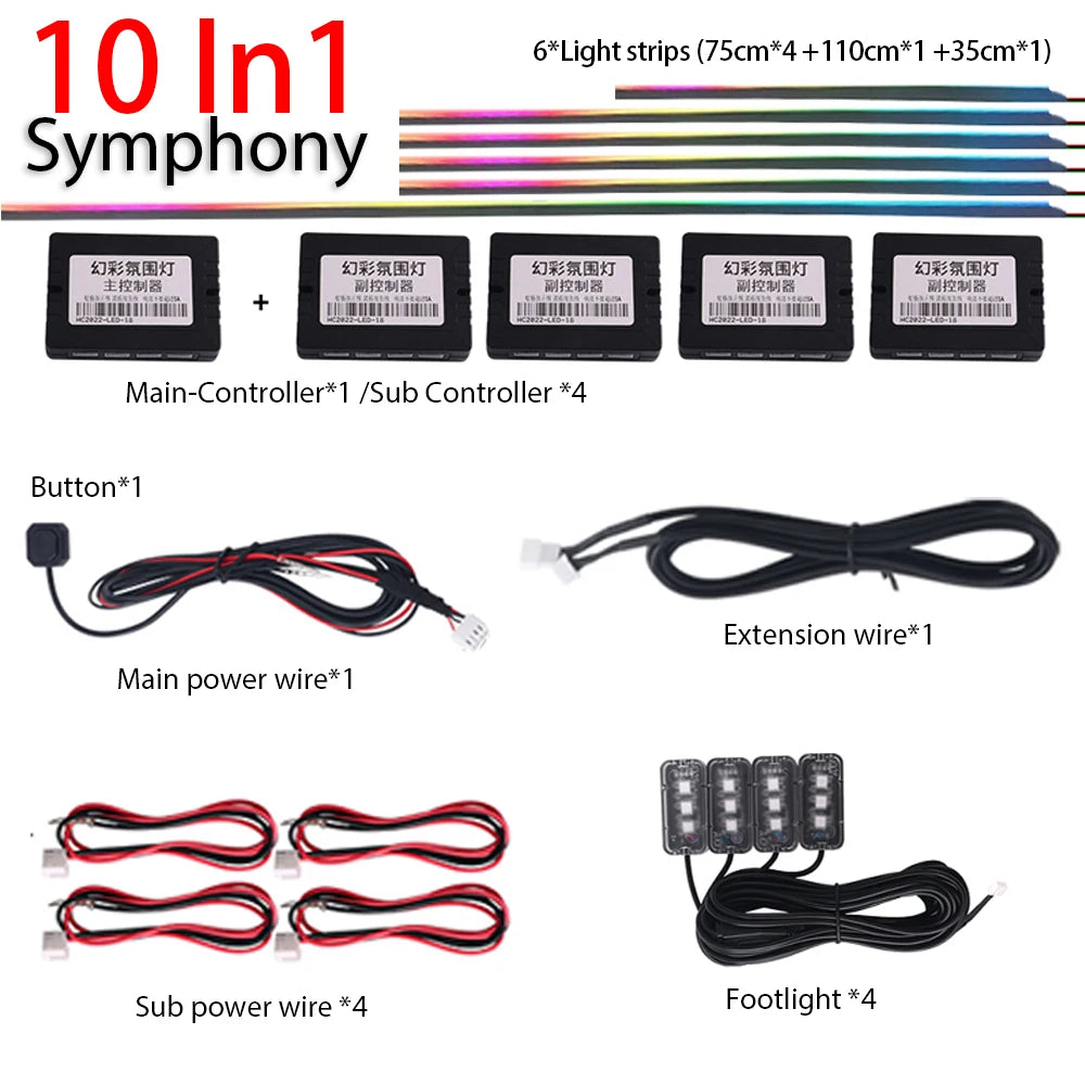 18 in 1 Newest Hidden Car LED Ambient Light Smoke