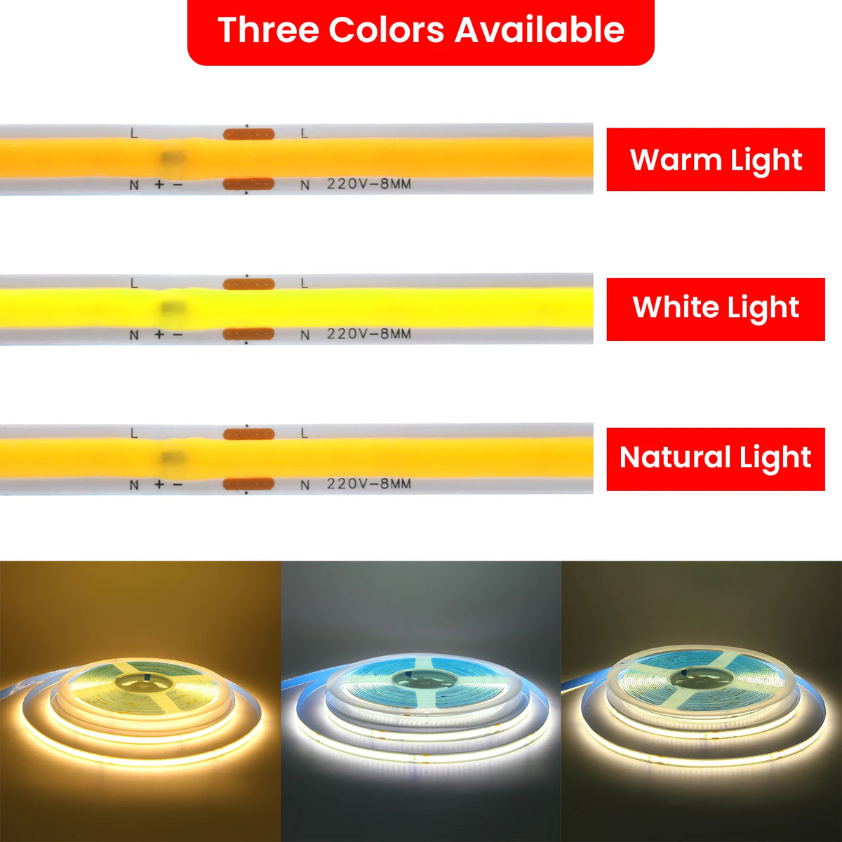 AC 110V 220V COB Strip PCB 8MM 240Leds For Home Decor