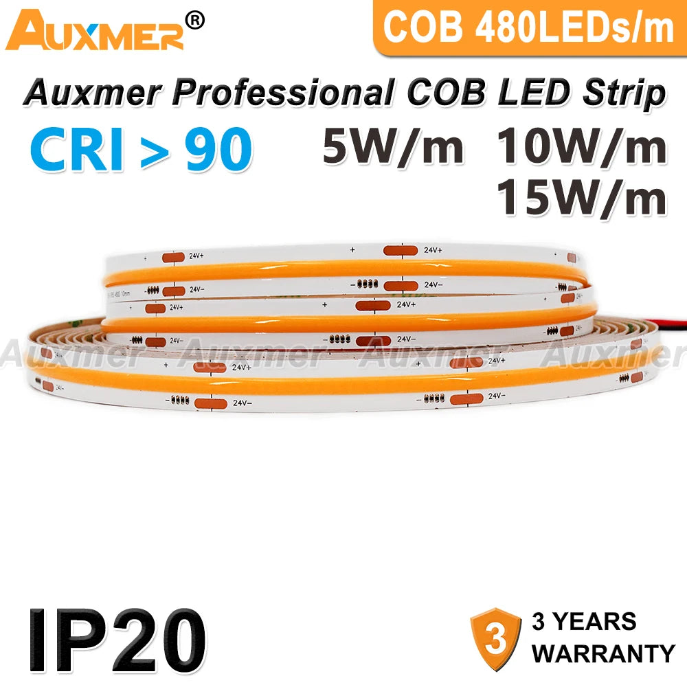 Professional COB 480LEDs/m LED Strip Light CRI90 High Density