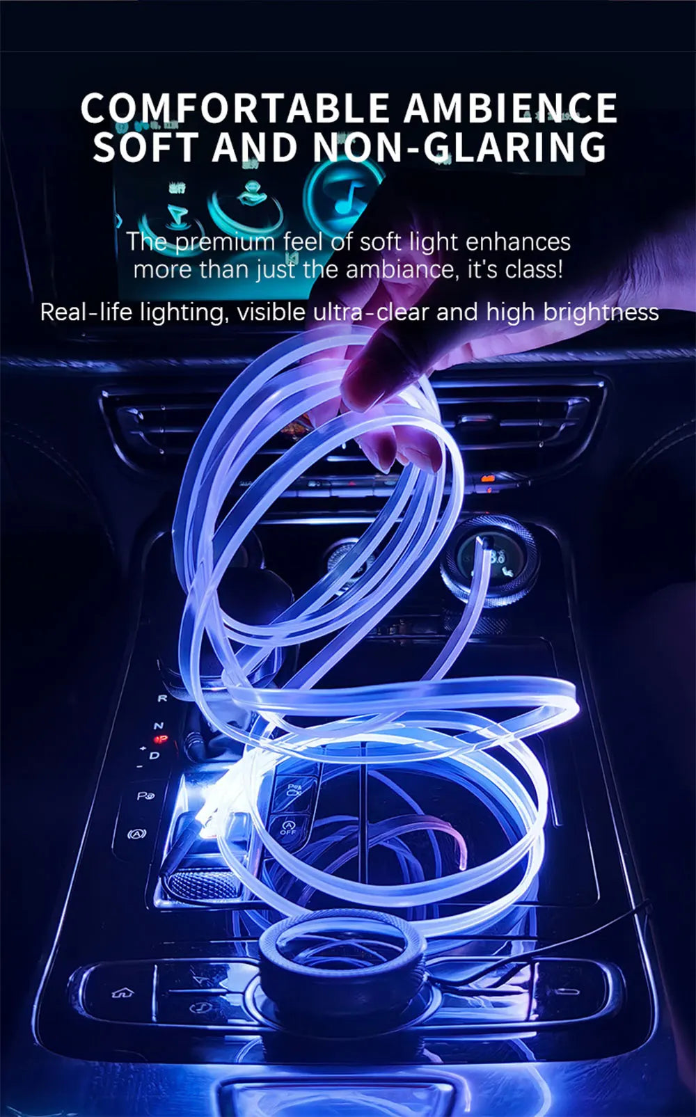 Car RGB LED Ambient Light Strip USB Fiber Optic Atmosphere