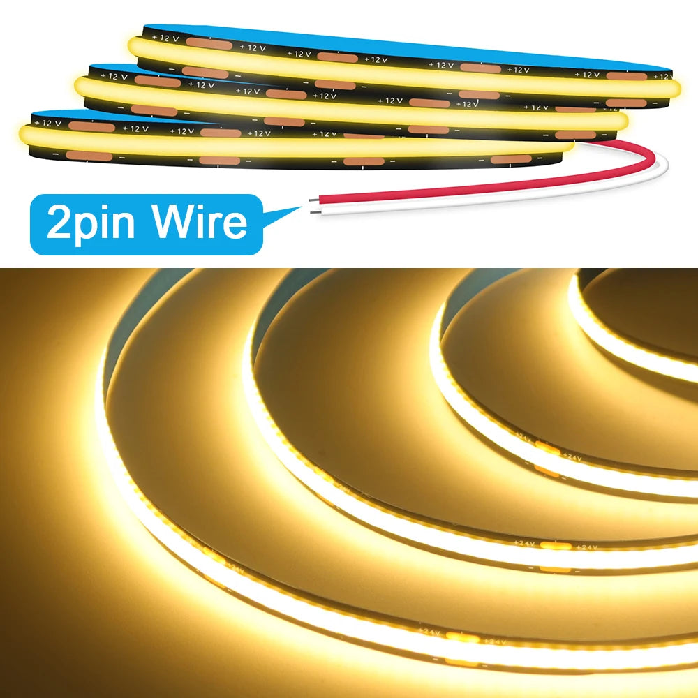 Black PCB COB LED Strip Light High Density Lighting