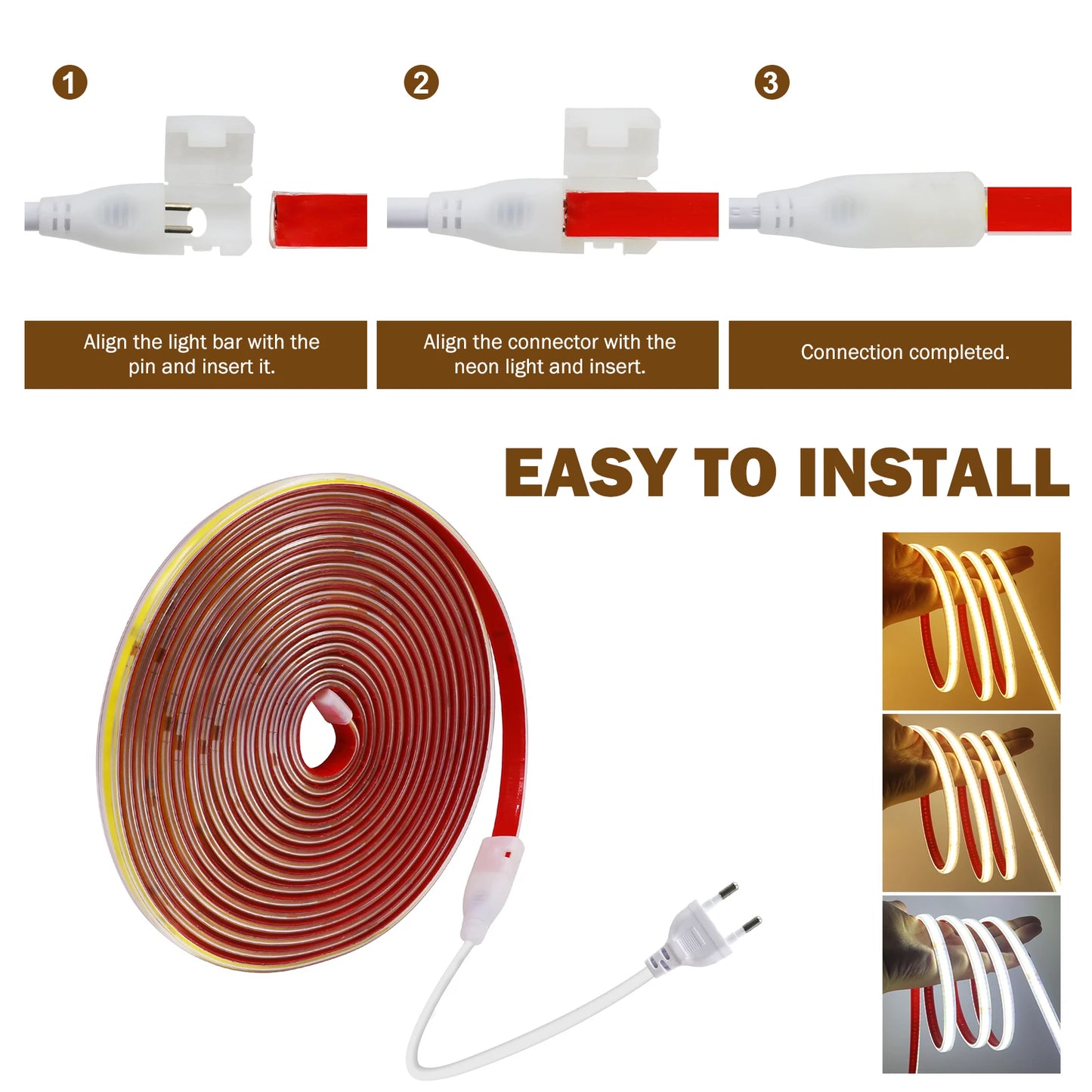 220V COB LED Strip IP65 Waterproof Flexible Tape Light
