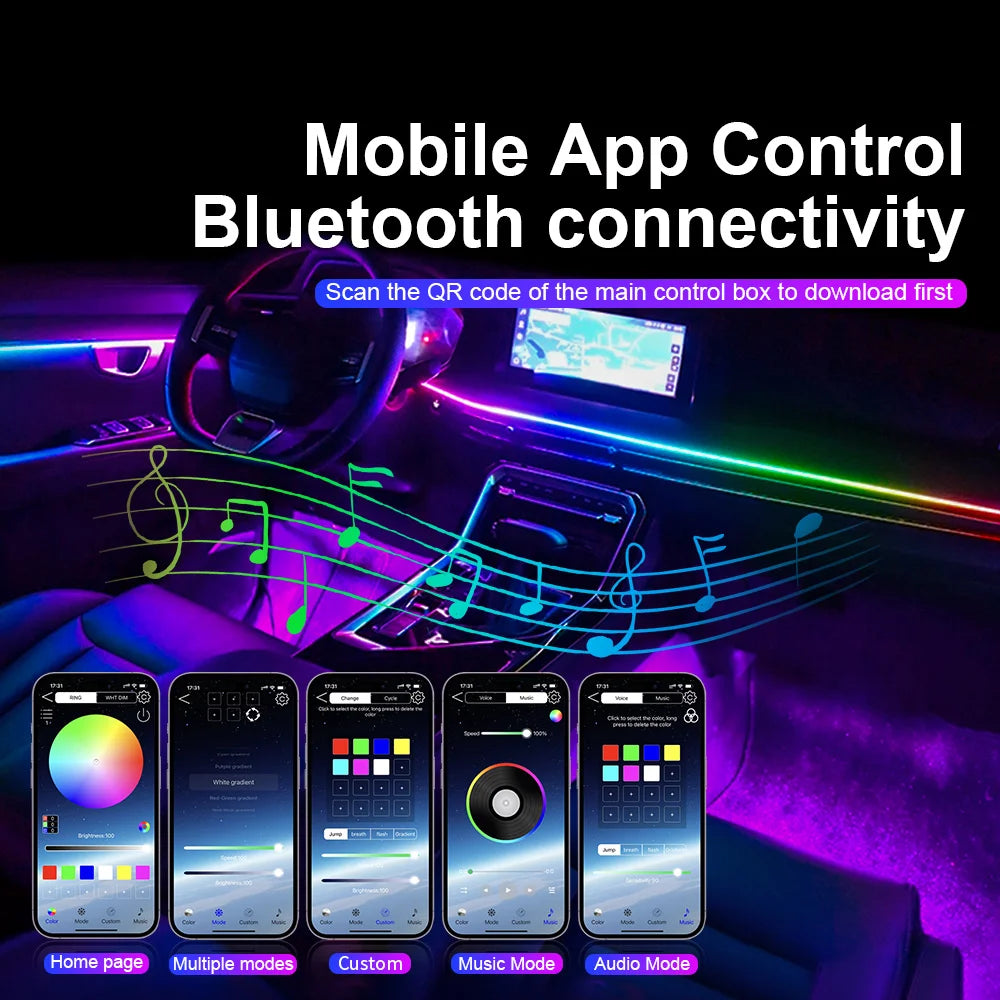 18 in 1 Led Car Ambient Lights 213 64 Color RGB