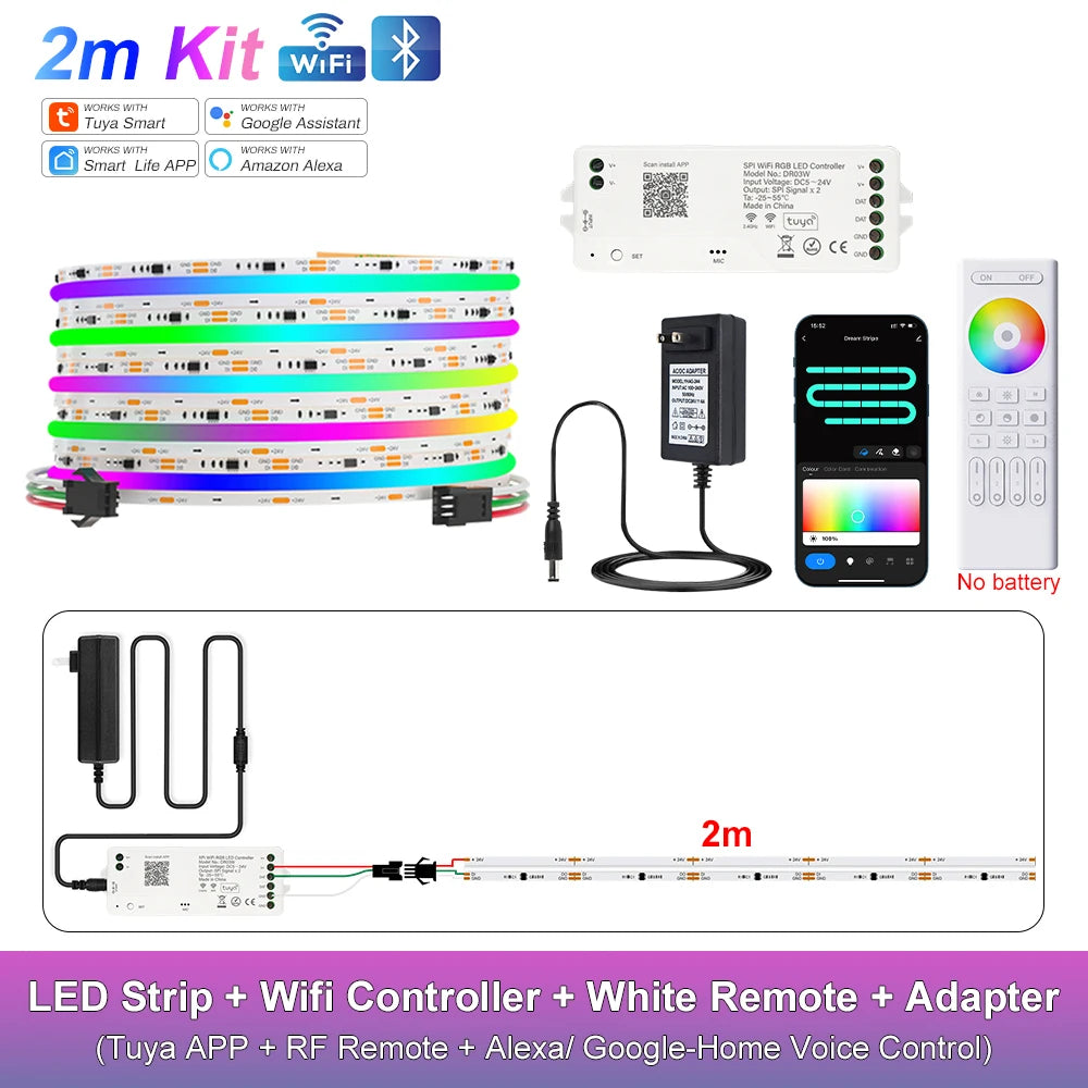 RGB-IC COB LED Strip with Tuya Wifi Controller LED Tape