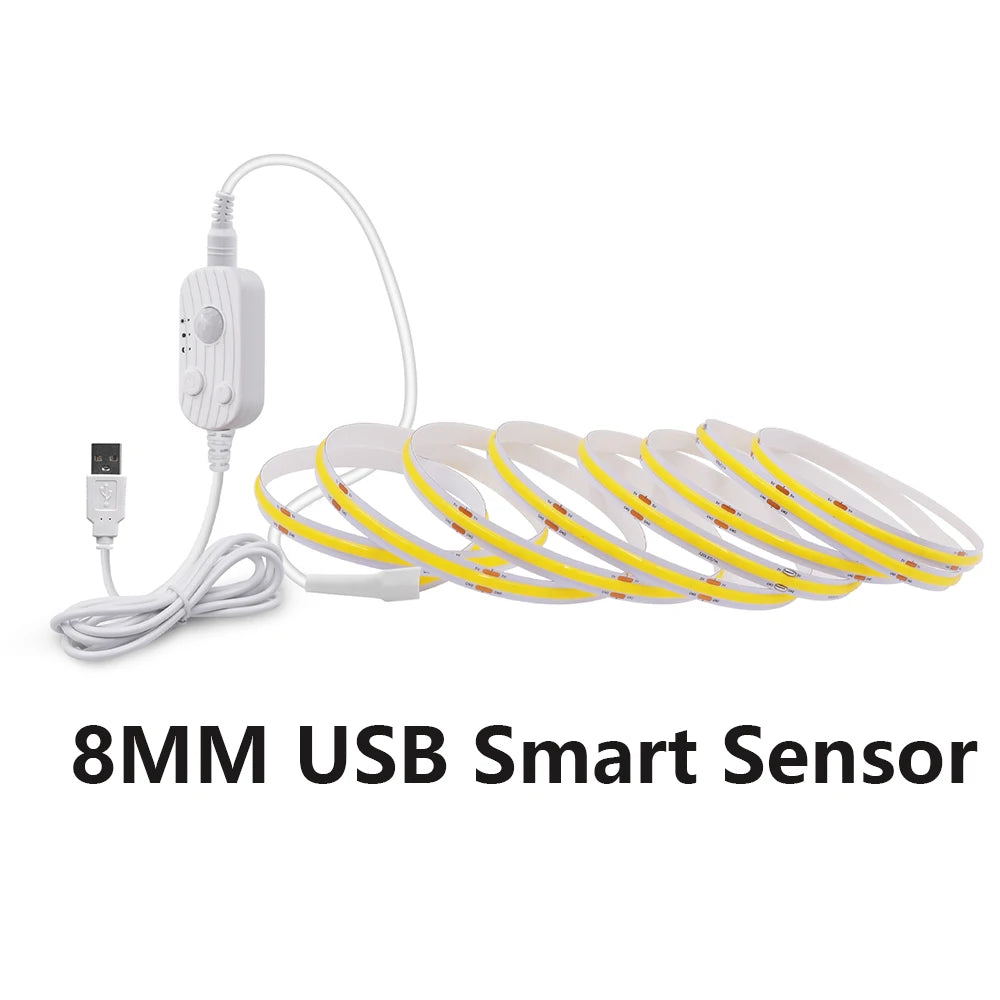 5V 3mm 5mm 8mm COB LED Strip Lights USB Motion Sensor
