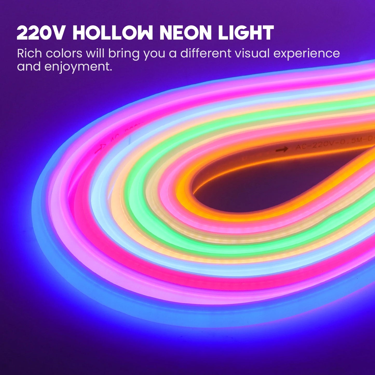 220V COB Neon Strip Light EU Plug Waterproof Outdoor