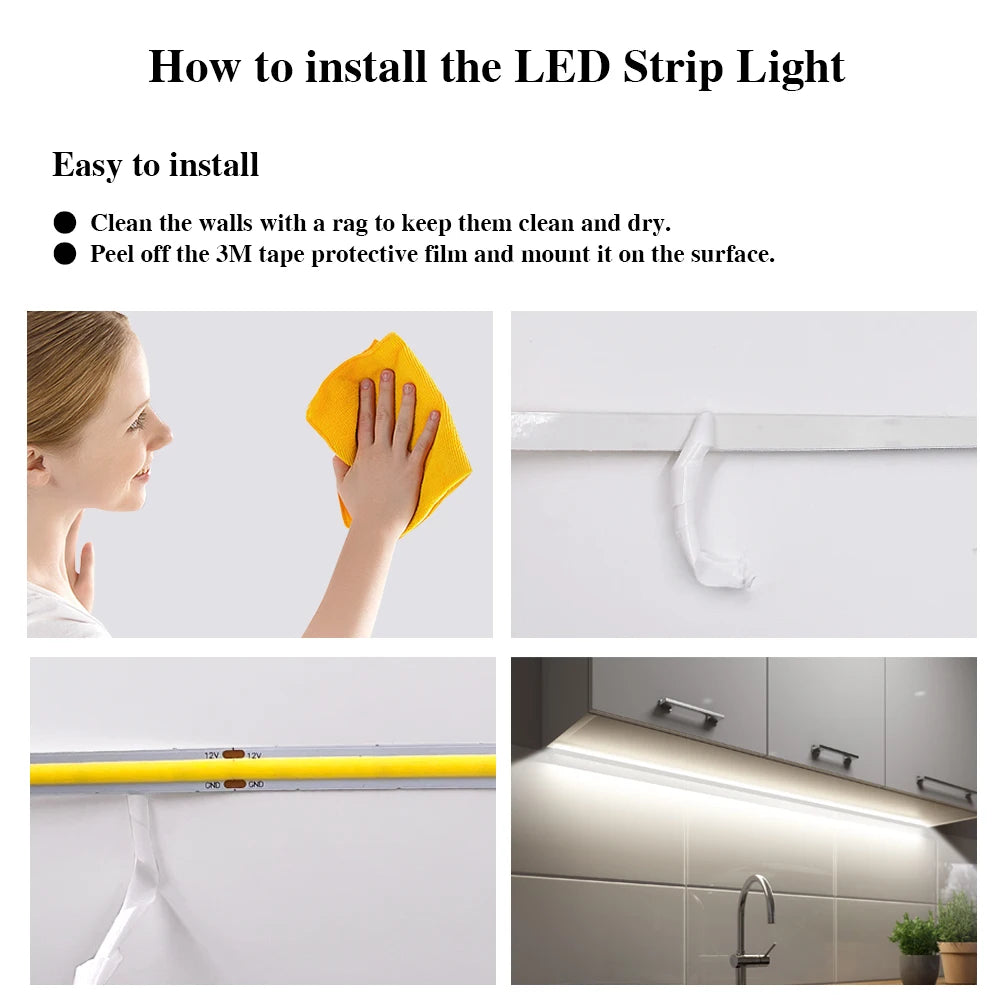 COB LED Strip 12V 24V High Density Flexible LED Light BaR
