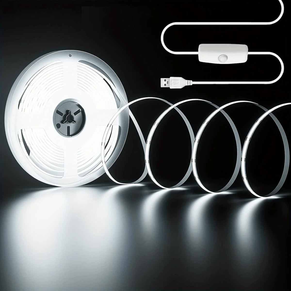 Flexible COB LED Lights Strip with Button Switch USB High Brightness