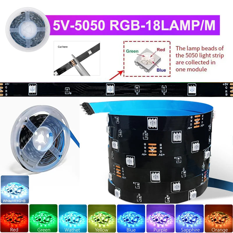 Wifi Rgb Led Strip Lights 5050 Tv Backlight Smart Led Tape Light