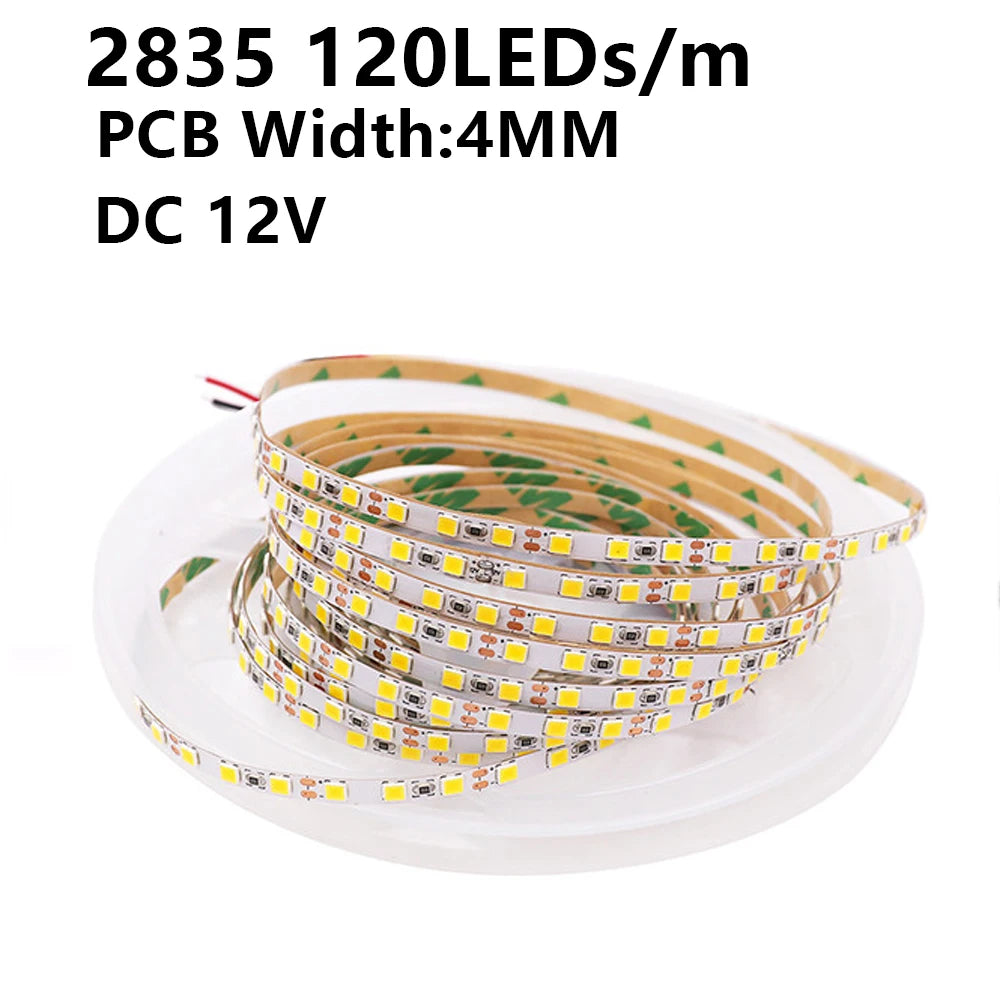 DC 5V 12V 24V Led Strip SMD 2835 120 180 240 LEDs/m Diode Tape