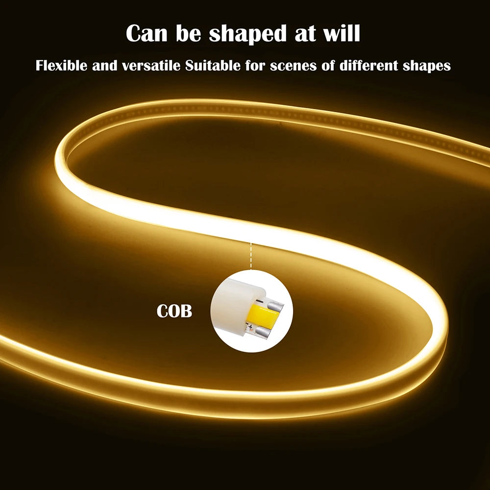 220V COB LED Neon Strip Light Switch ON/OFF EU Plug