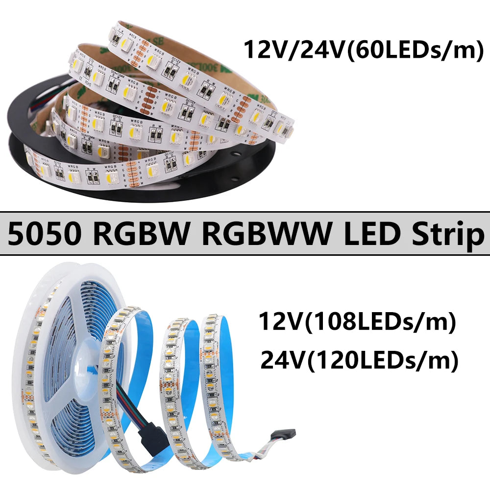 RGBWW RGBW LED Strip 12V 24V 60/108/120LEDs For Room Decoration