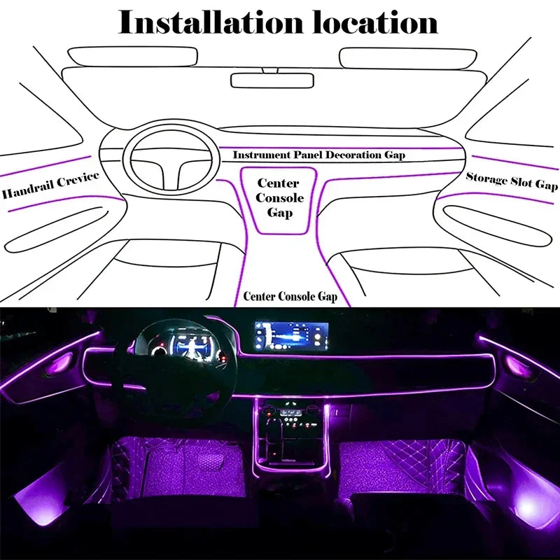 Flexible EL Wire Lights With App Control Ambient Atmosphere Strip Light