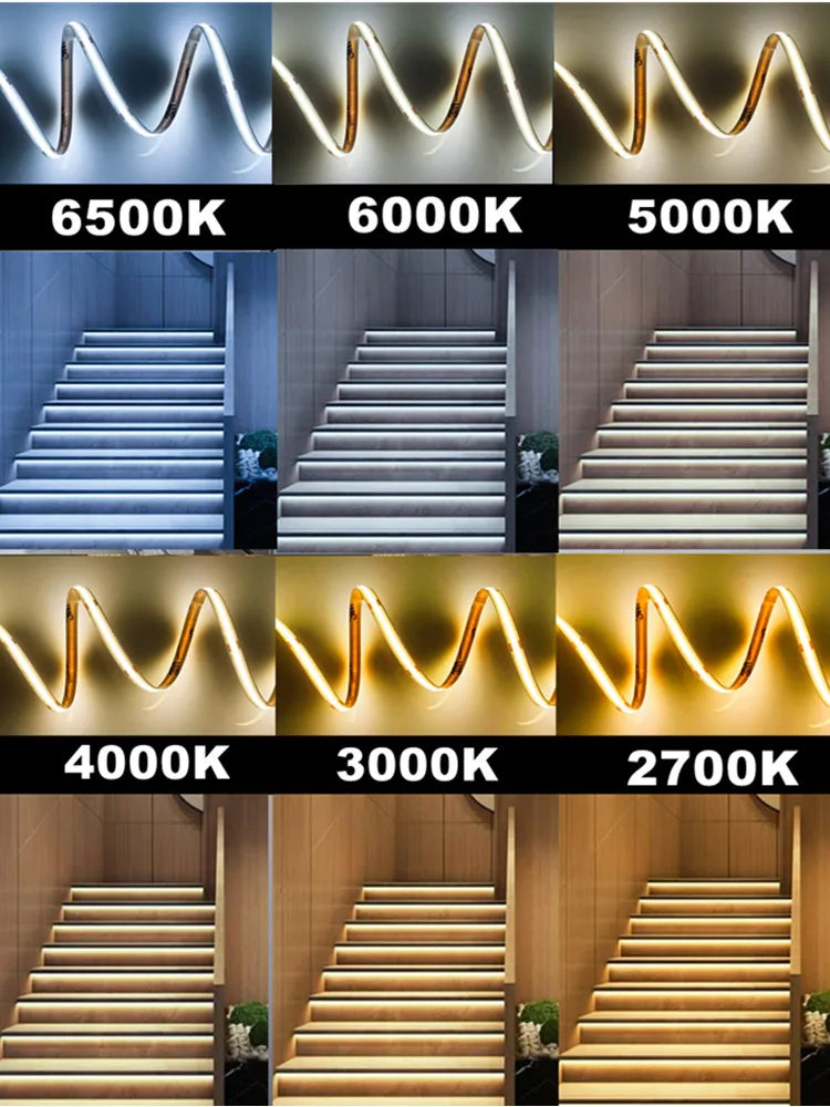 FCOB CCT LED Light Strip 608 LEDs High Density Flexible FOB COB