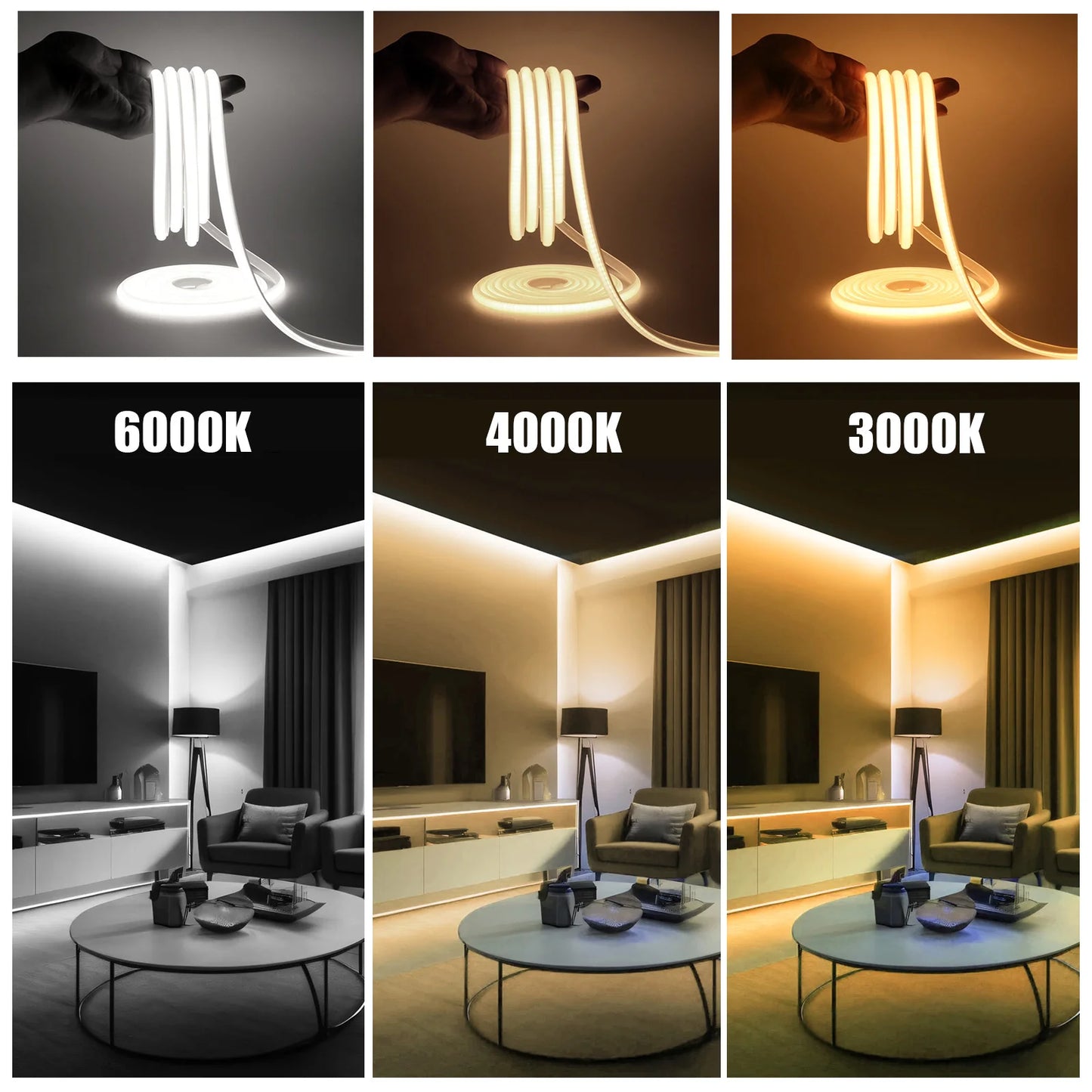AC 110V 220V COB LED Strip Waterproof High Bright Flexible Ribbon