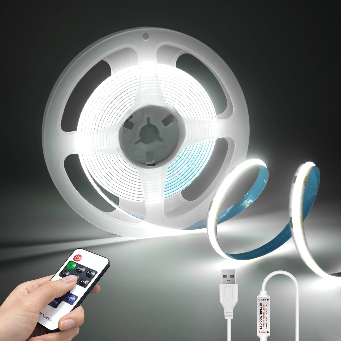 DC5V COB LED Strip with Dimmable Remote Control Decor Lighting