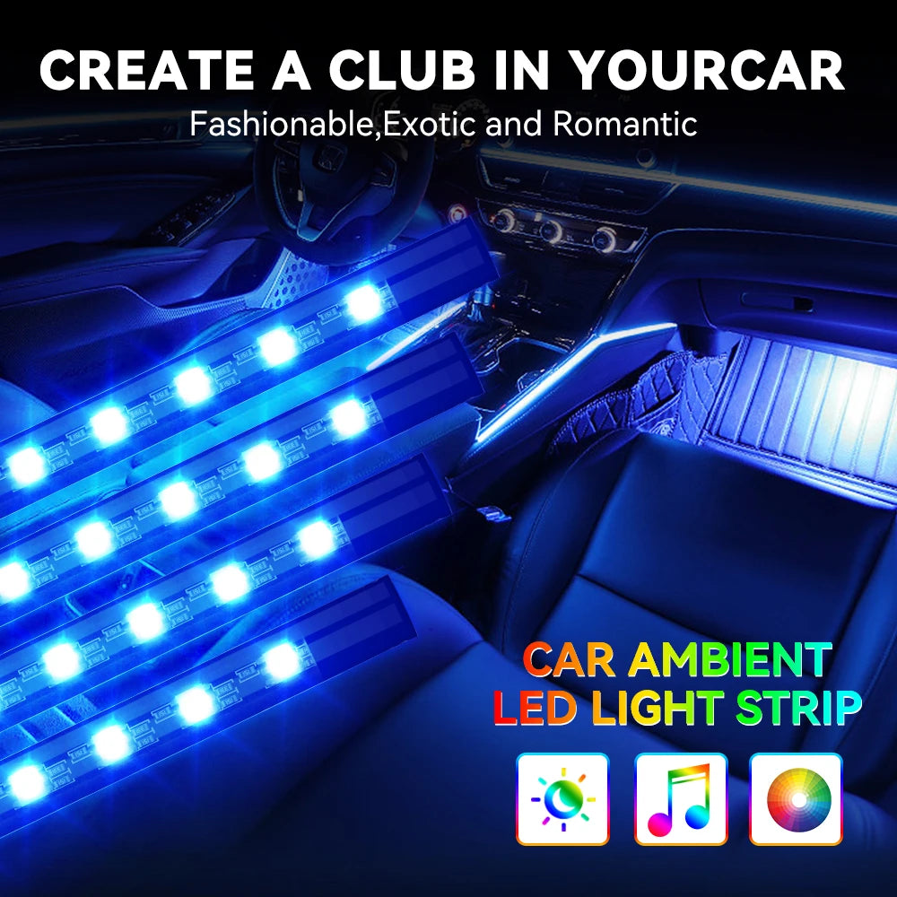 Car Neon LED Interior Ambient Foot Strip Light