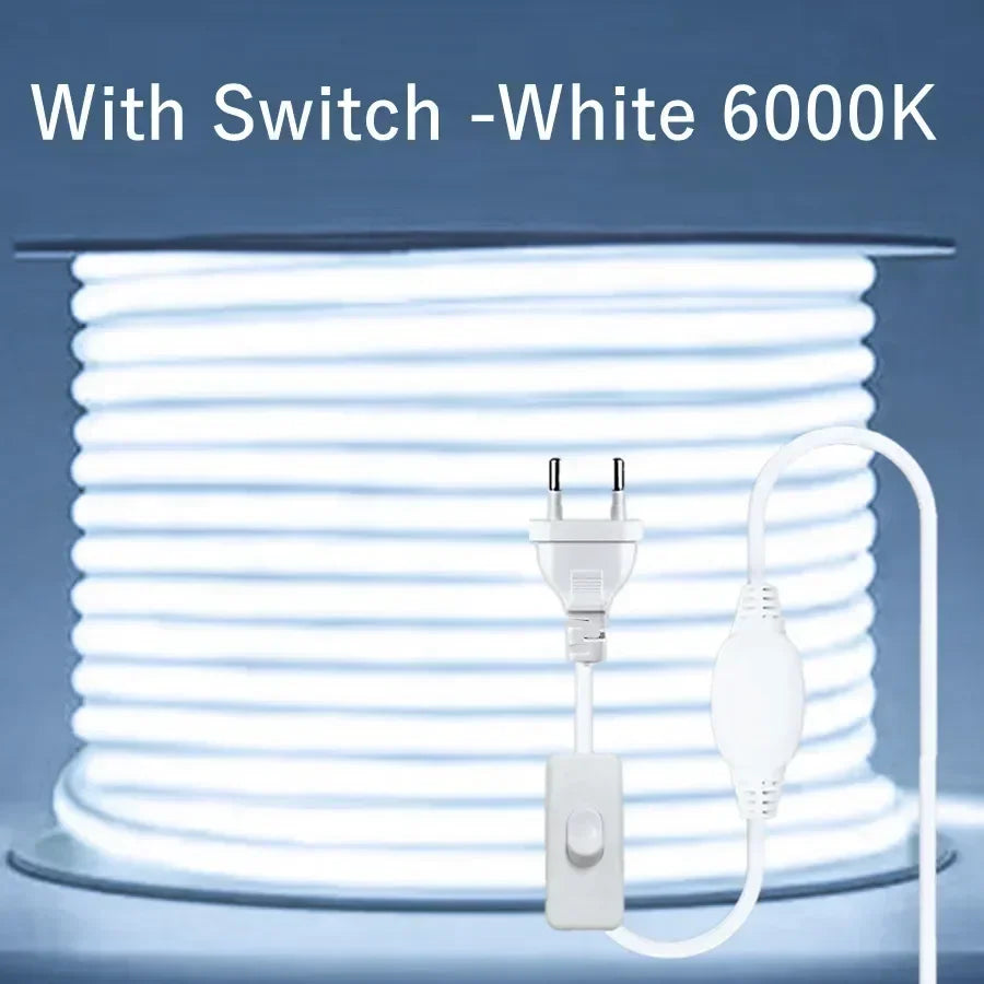 1-30M 220V COB LED Lamp Strip 288LEDs/m RA90 Outdoor IP65