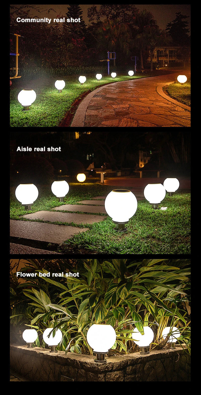 40CM LED Solar Column Head Light Courtyard Corner Light