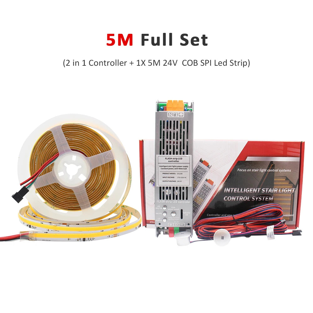 Sensor Motion Stairs LED Strip Light Kit 24V COB Water Flow