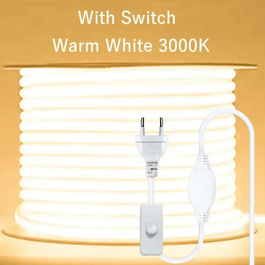 1-30M 220V COB LED Lamp Strip 288LEDs/m RA90 Outdoor IP65