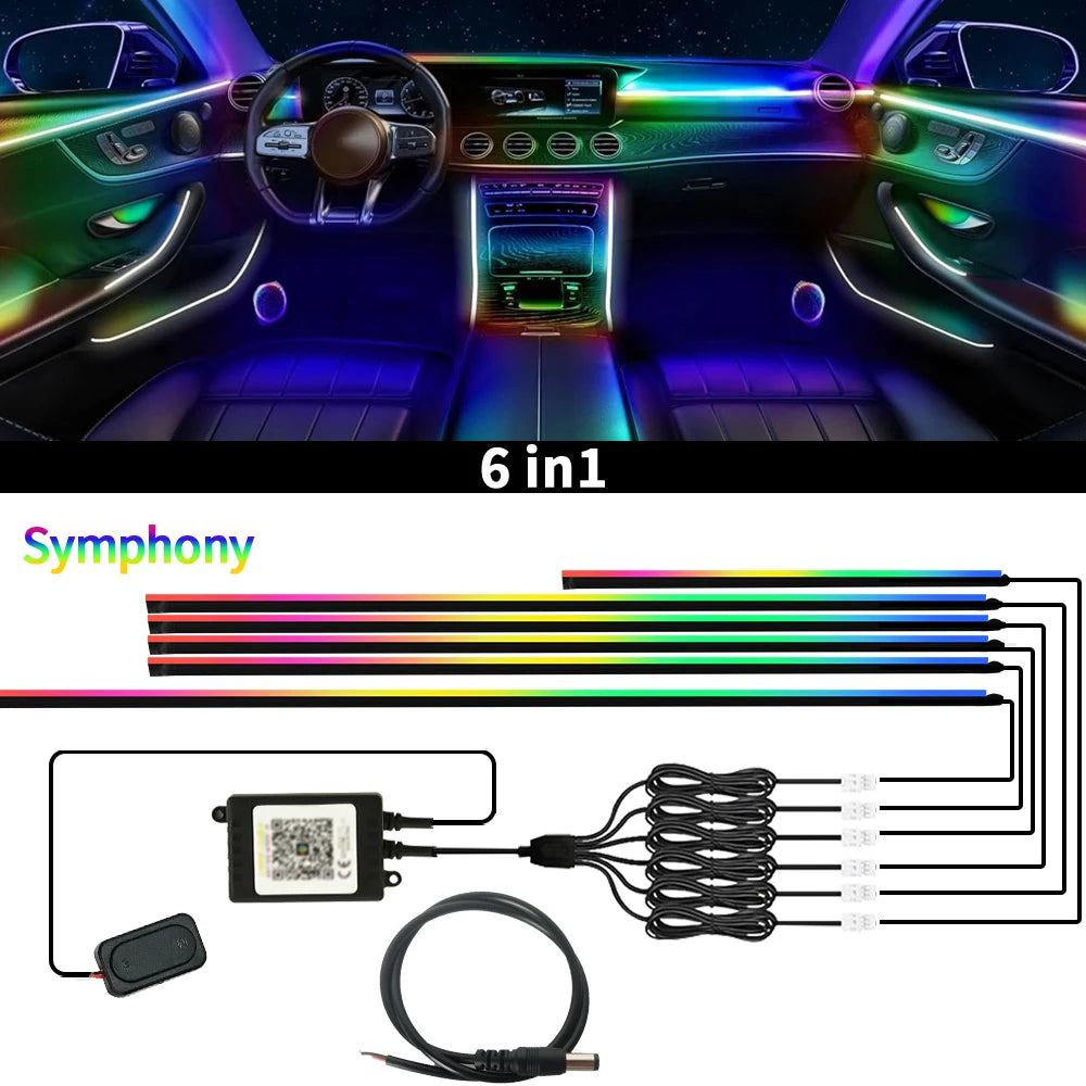 18 in 1 Car Ambient Light For BMW 64 Colors RGB LED Neon Strip