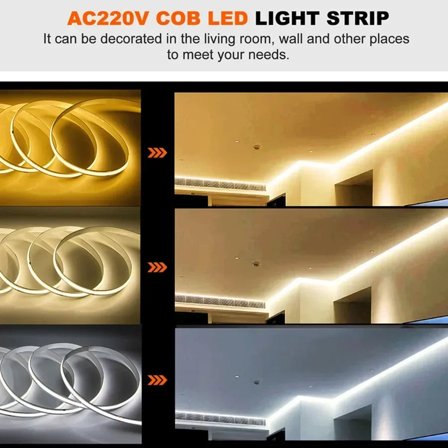Flexible Tape Lights Dimmable COB LED Strip Light Smart