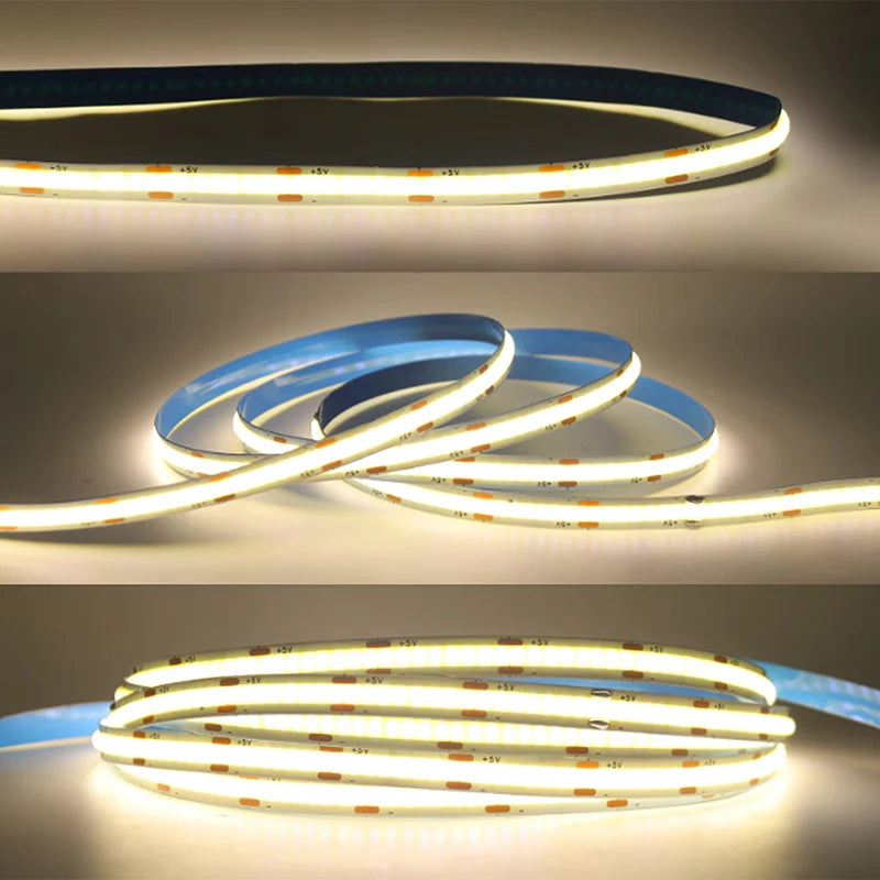 1~5m DC5V COB LED Strip Light with USB power supply