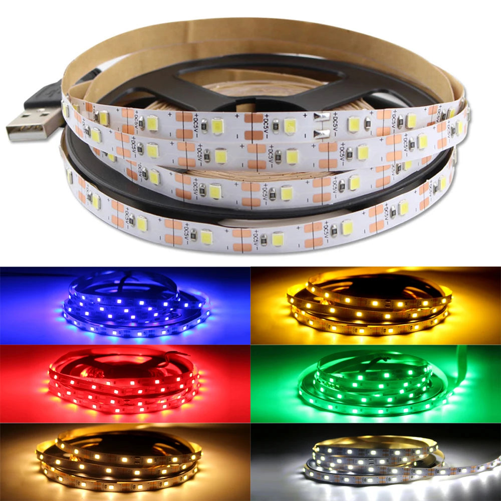 RGB PC LED TV USB Light Strip Backlight 2835 0.5m- 5m Warm White