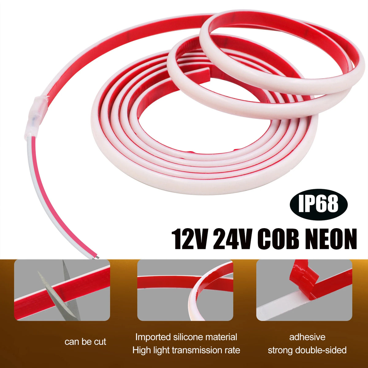 12V 24V IP68 Waterproof COB Neon Strip Hight Bright