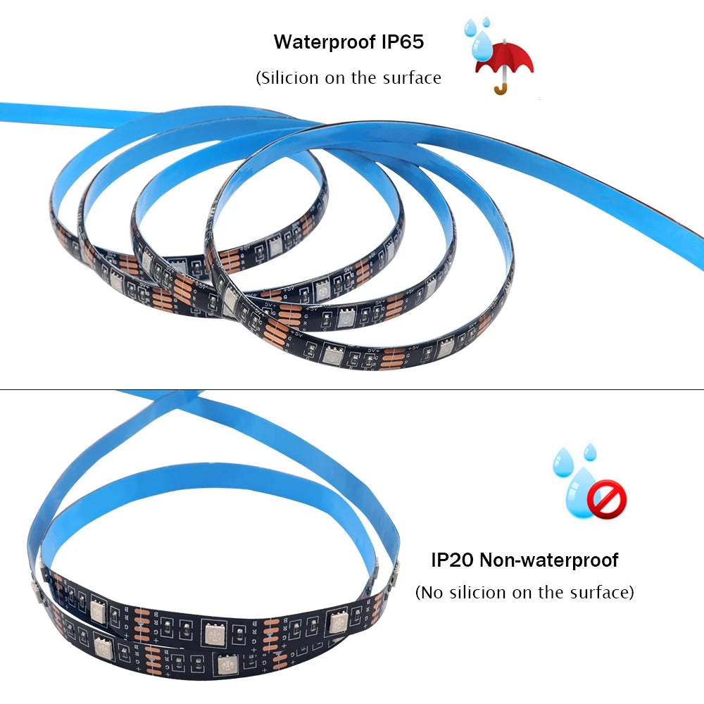 3AA Battery Power RGB Led Strip Light 5V 5050 with 3/17/24 Key