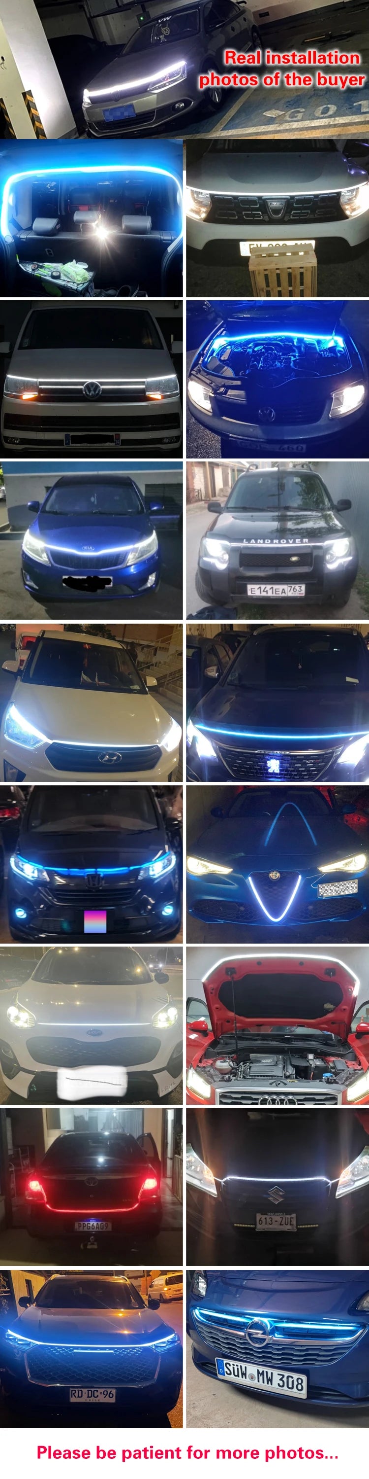 LED Auto Car Hood Lights Strip Universal Lamps Ambient Lights