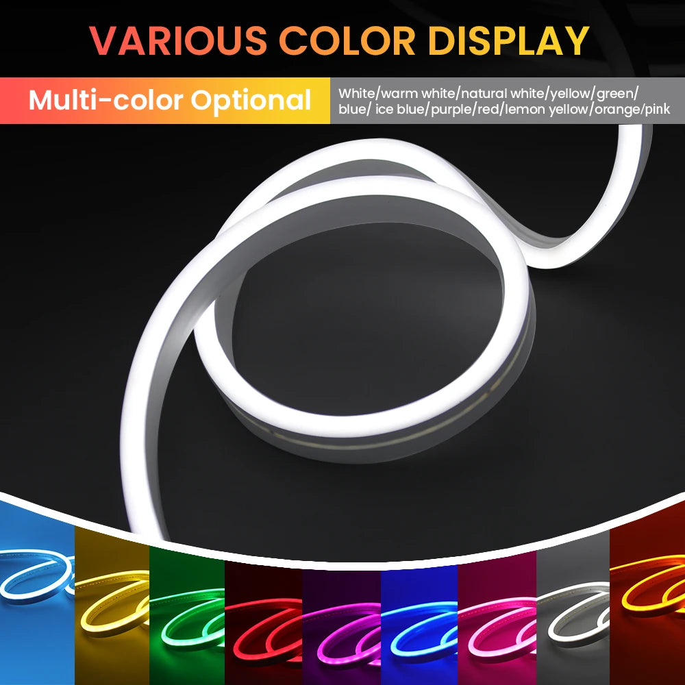 5V 12V 24V Neon LED Strip With 2Pin Wire 120LEDs/M IP67 Silicon Tube Bar
