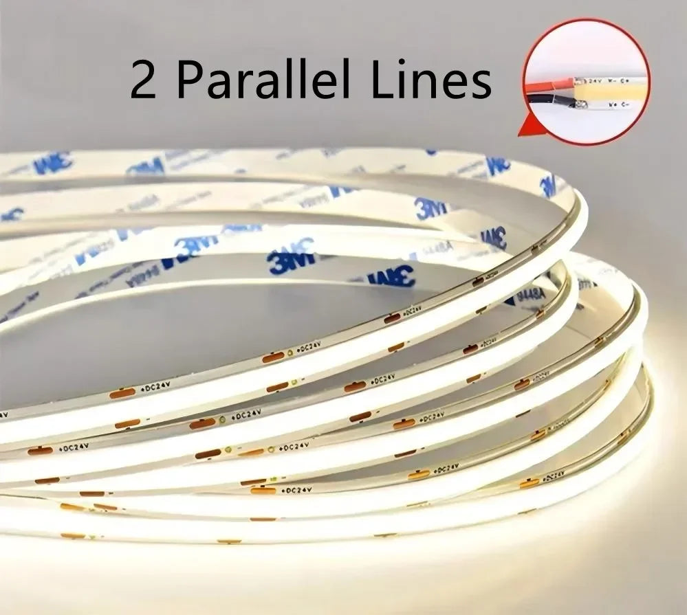 0.5M-10M FOB COB LED Strip Lights DC24V High Density