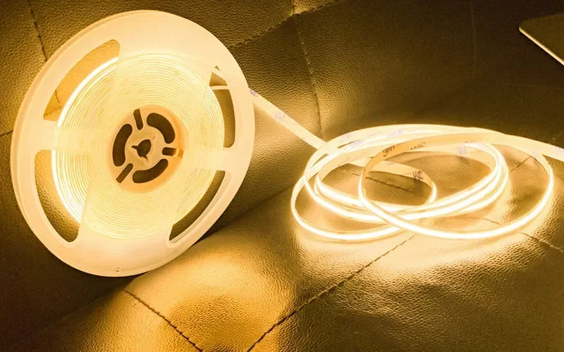12V 24V COB LED Strip Ultra Thin 8MM Tape Light With DC Plug