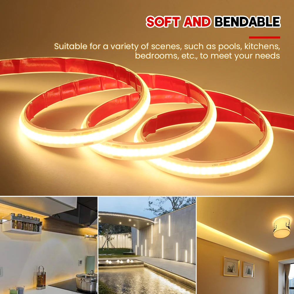 IP68 Waterproof COB LED Strip Lights Ribbon Tape