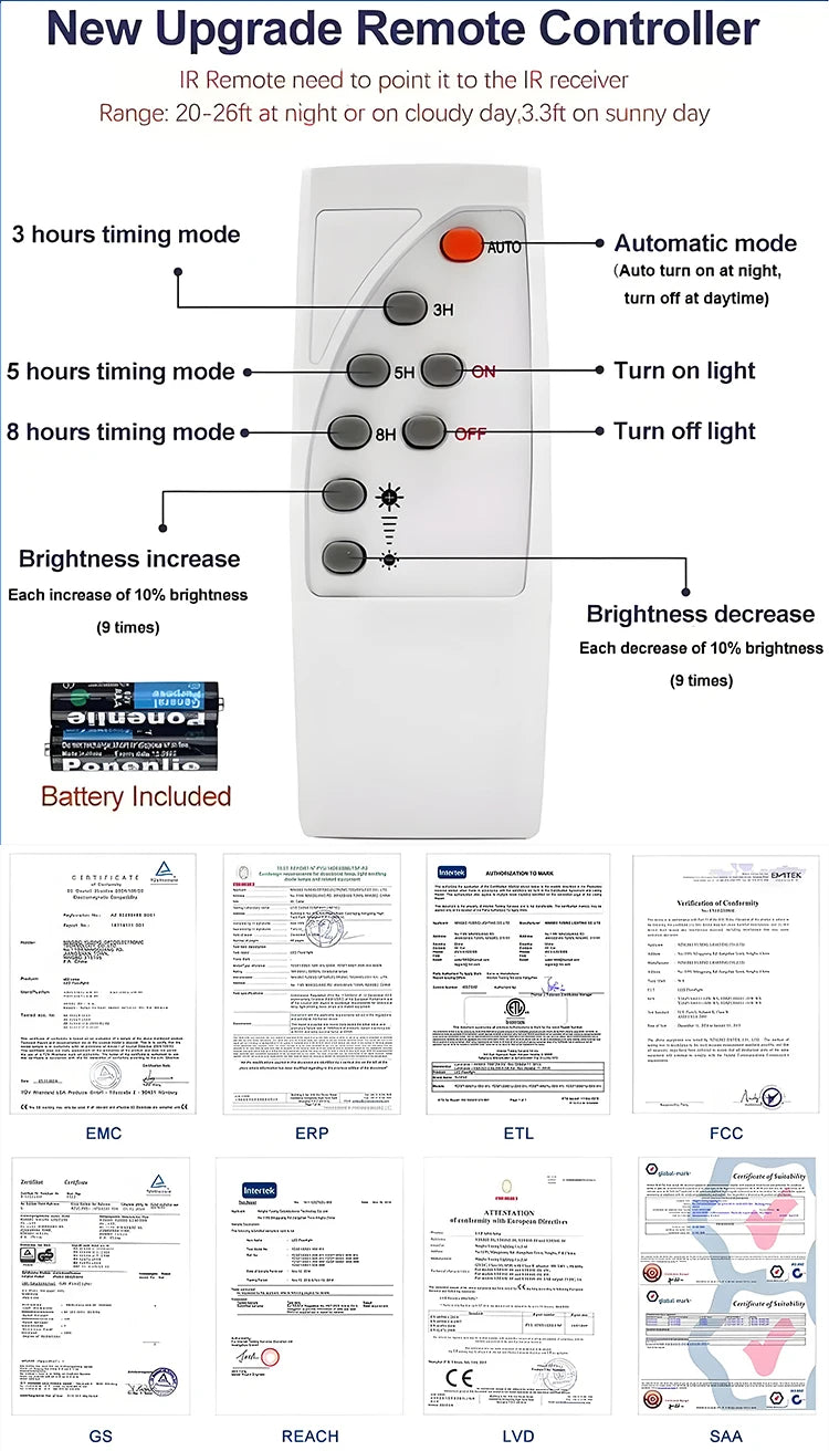 Led Outdoor Solar Street Lamps With Remote Control