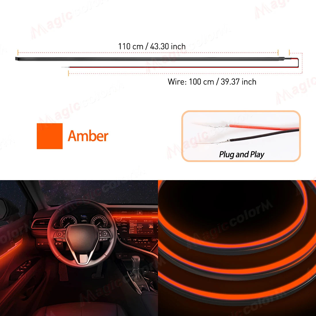 1.1M EL Wire Neon Ambient Light Car Interior Dashboard LED