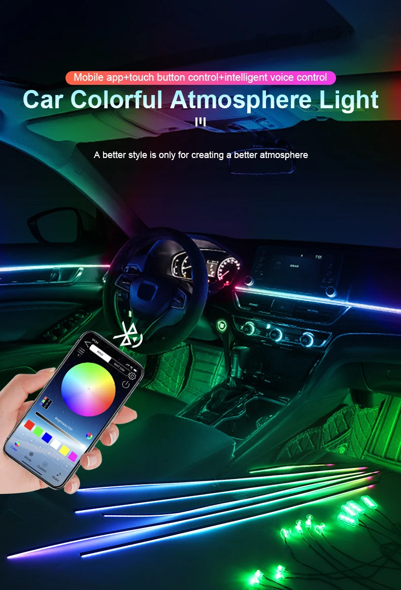 18 in 1 Led Car Ambient Lights 213 64 Color RGB
