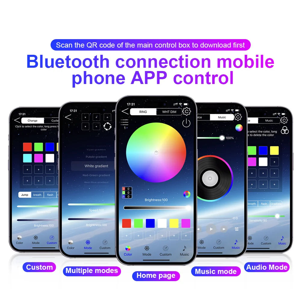 18 in 1 Led Car Ambient Lights 213 64 Color RGB