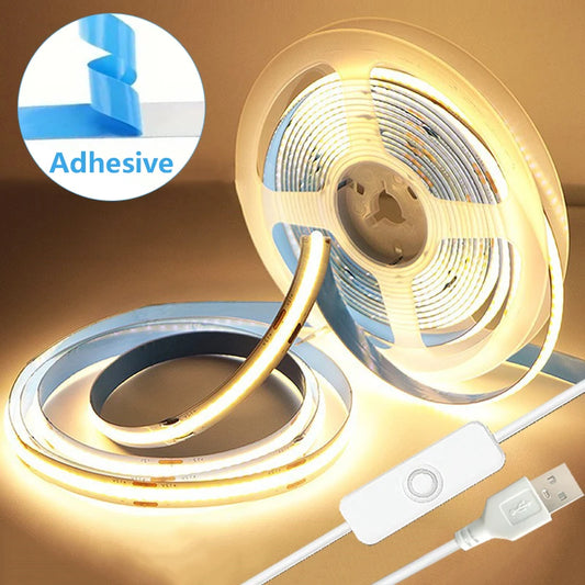 5V COB Strip Lights Switch Control USB Flexible Diode Tape