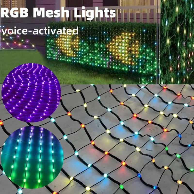 RGB Mesh Lights Bush Net Lights Outdoor Curtain Light String